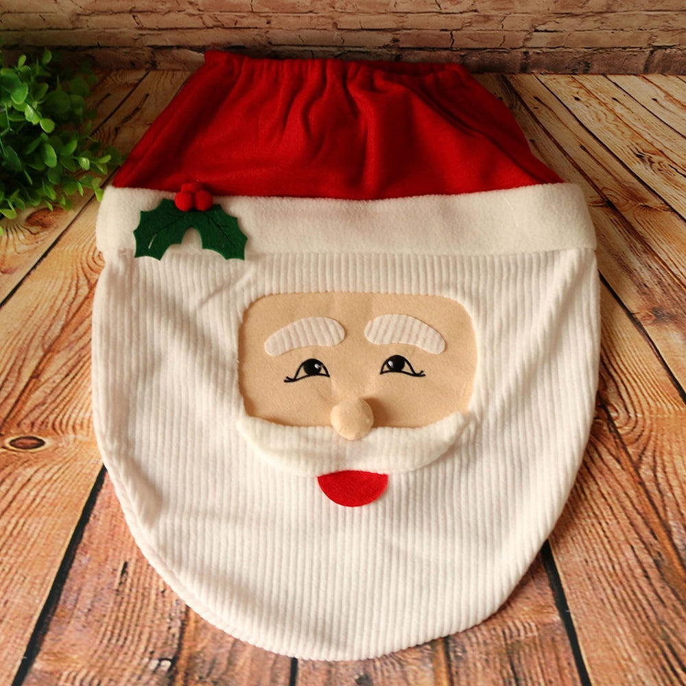 VANTATY Santa toilet seat cover front view enhances holiday bathroom ambience