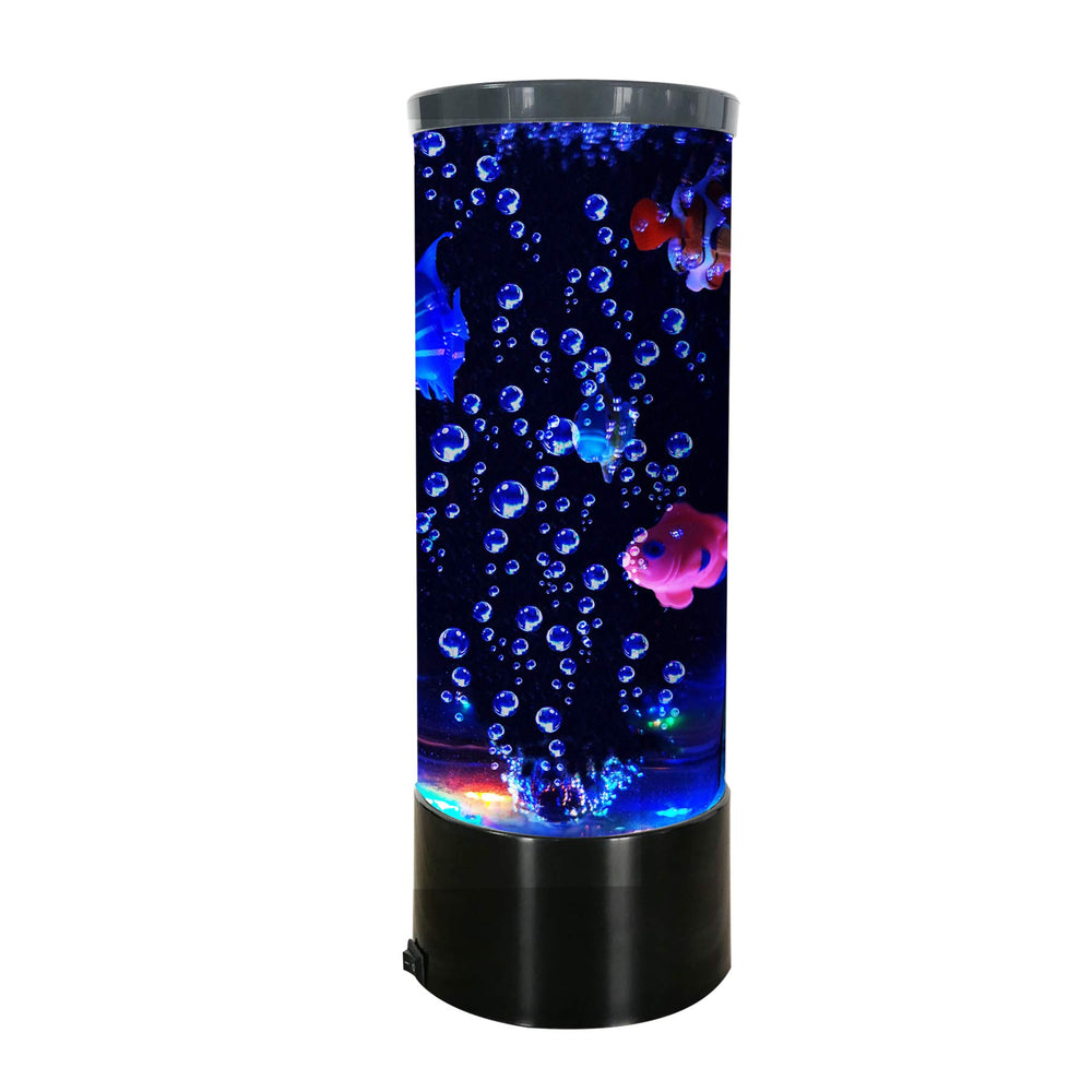 Vaticas Mini Fish Lava Lamp on desk creates a colorful relaxing ambiance.