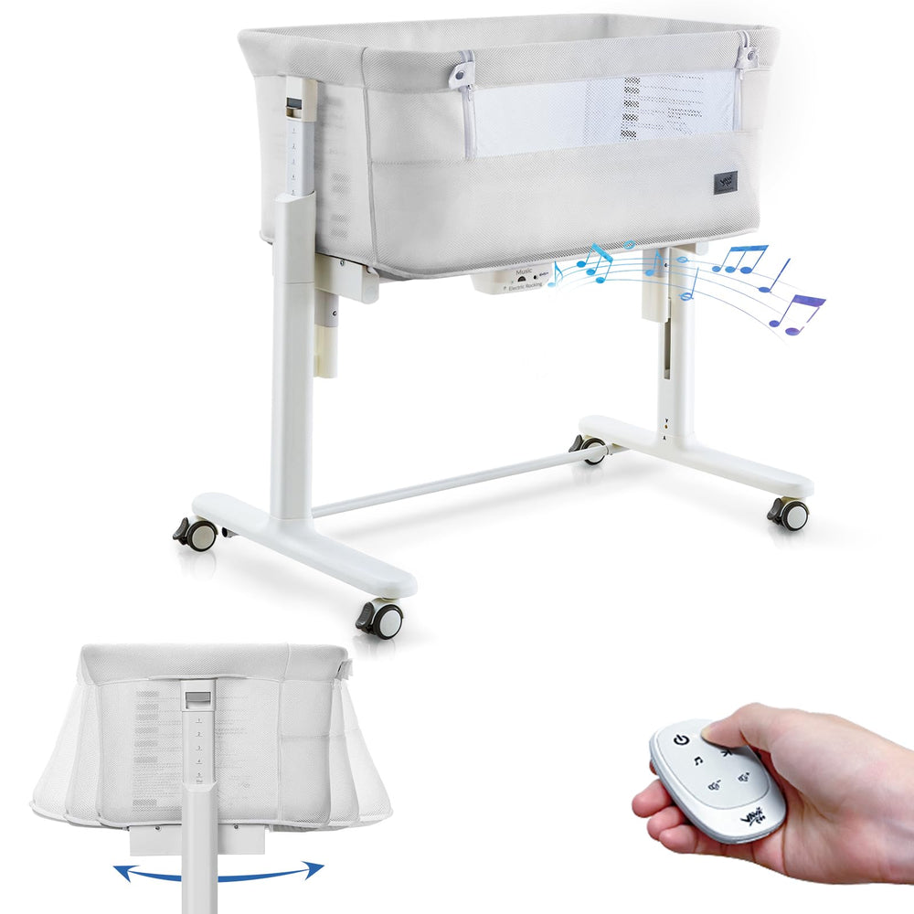 VaVaSoo rocking bassinet with electric cradle for near-bed soothing and hands-free care.