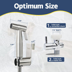 Vayzluiy bidet hose with stainless-steel braided construction ensures flexible, leak-resistant connection.