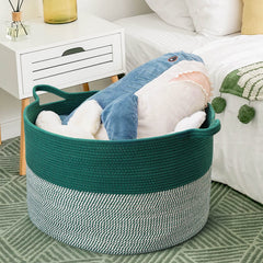 Vazpalas extralarge basket in living room adds warm organization.