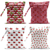 VBCVBGFH wet bag 4-pack striped cherry keeps wet items organized during travel.