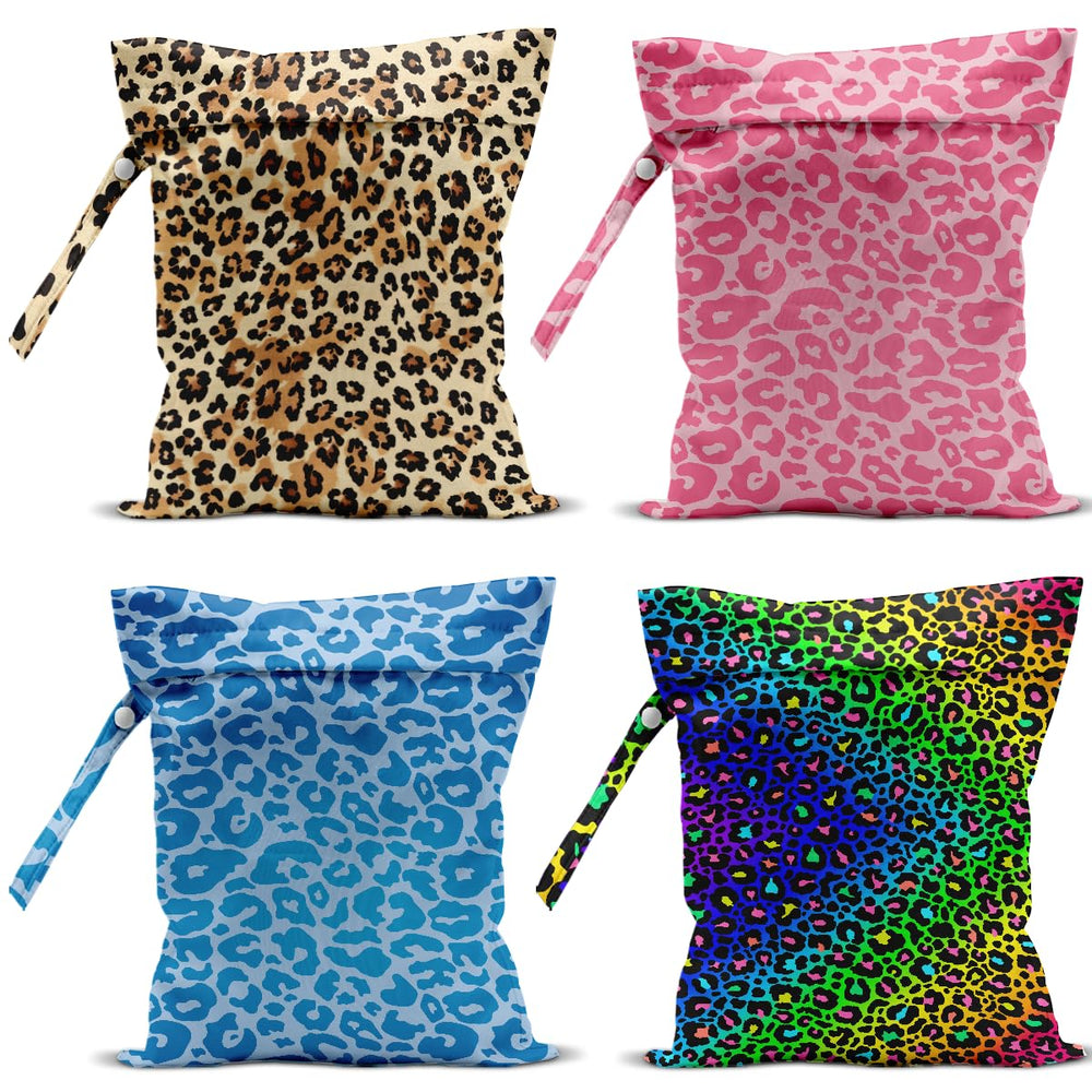 VBCVBGFH neon leopard wet bag folded for compact travel organizing.