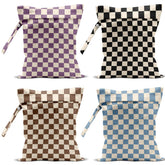 VBCVBGFH wet bag four-pack in colorful checkered pattern for travel organization.