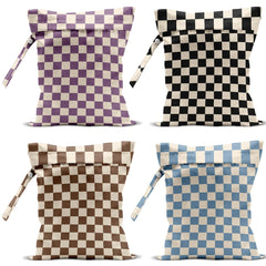 VBCVBGFH wet bag four-pack in colorful checkered pattern for travel organization.