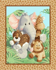 Veedaf 36in Fabric Traditions panel Jungle Babies Patty Reed wallhanging adds cozy nursery charm