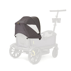 Veer Cruiser 2 Seater canopy extended shows full sun protection on family trips.