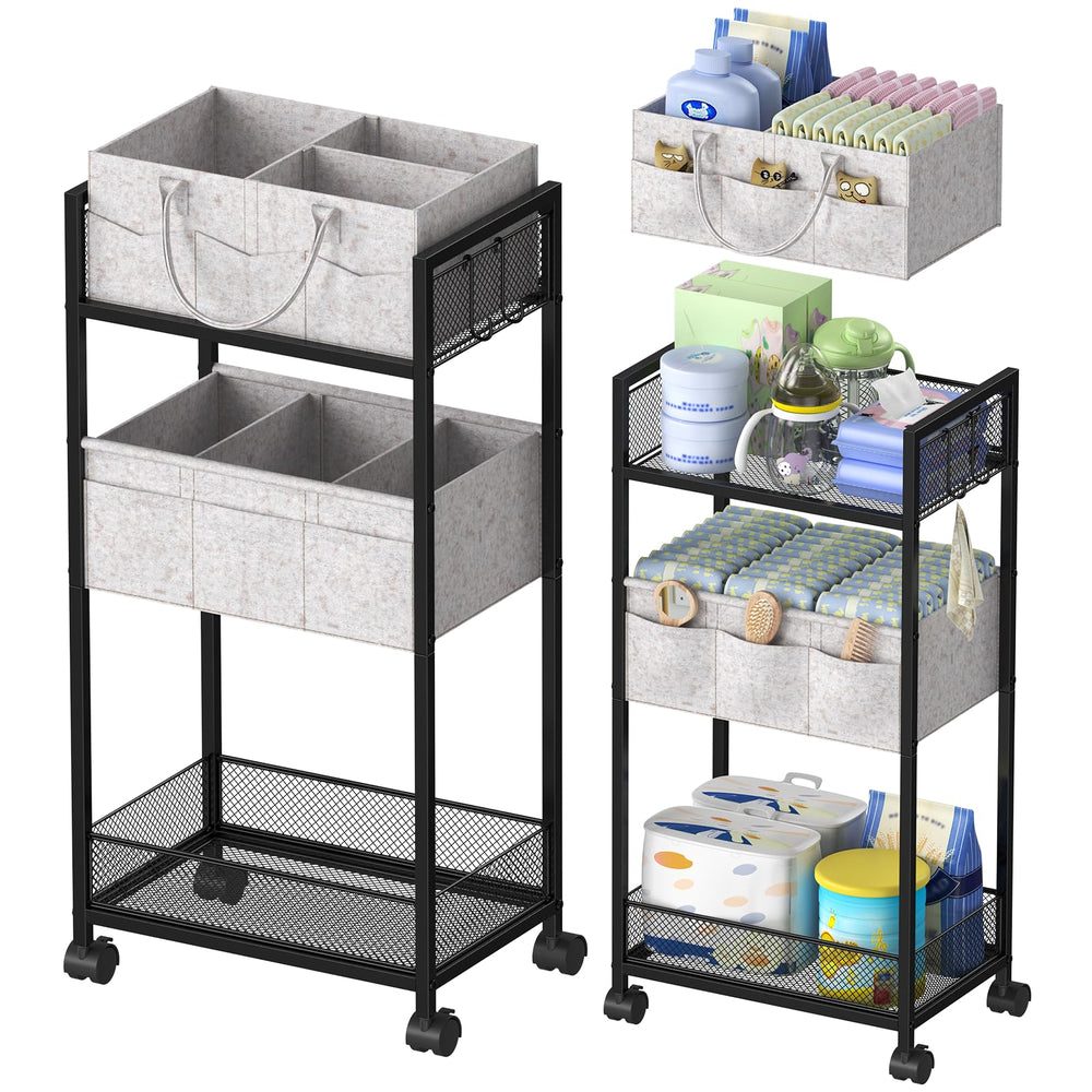 VEESUN 2In1 diaper caddy cart top layer detachable for on-the-go essentials