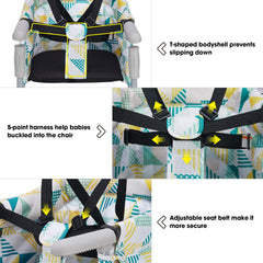 VEEYOO Hook On Chair 5-point harness helps keep little one safely seated