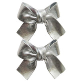 VEICOSTT baby glitter hair bow silver close-up for festive styling