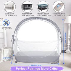 VEIZXUN crib tent fits standard cribs keeping baby inside securely