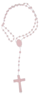 Venerare Vatican Imports pink rosary beads close-up for bulk group use and retreats