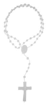 Venerare Vatican Imports plastic economy rosary white beads closeup, durable for daily prayer and group use
