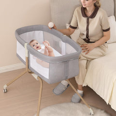 Venowu bedside crib quick-fold demonstrates tool-free setup ideal for travel and on-the-go parents