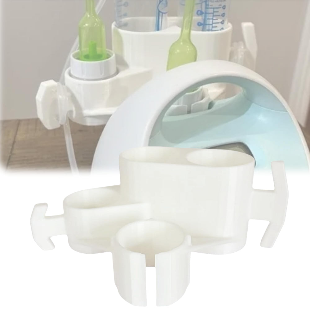 Venshy Spectra S1 bottle-slot holder keeps bottles upright for spill-free pumping.