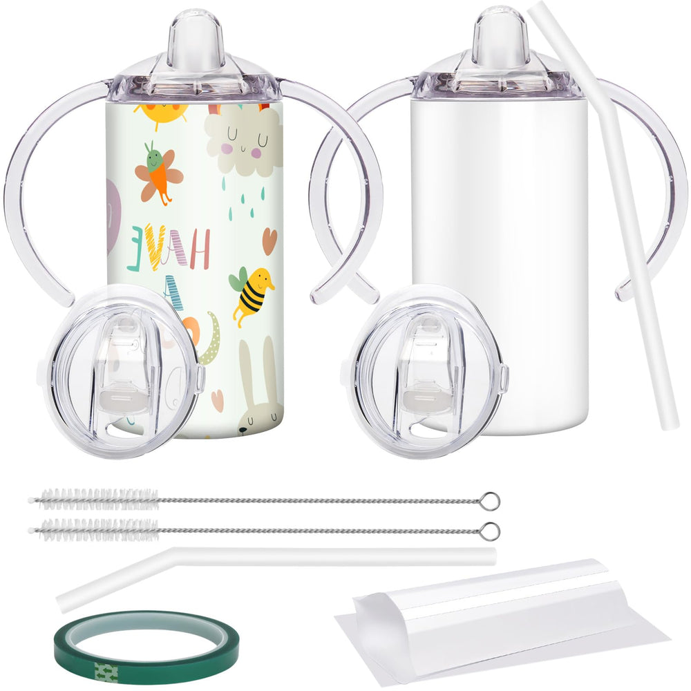Vermida Sublimation Sippy Cup Blank with Handle—12oz, ideal for customizable kids' designs.
