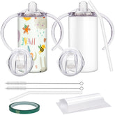 Vermida Sublimation Sippy Cup Blank with Handle—12oz, ideal for customizable kids' designs.