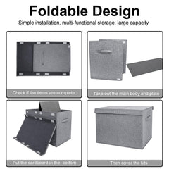 VERONLY toy storage bin with rivet handles gray for easy transport