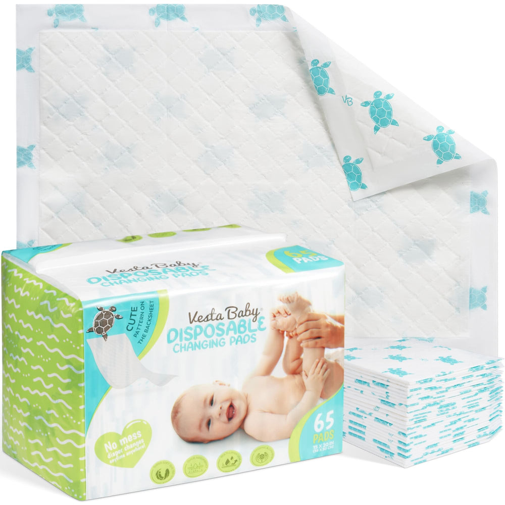 Vesta Baby 65 disposable changing pad with soft quilted surface for comfortable diaper changes.