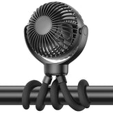 VETIFINAL stroller fan front view shows quiet 3-speed operation for baby comfort
