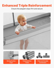 VEVOR baby playpen suction cups ensure stability during active play