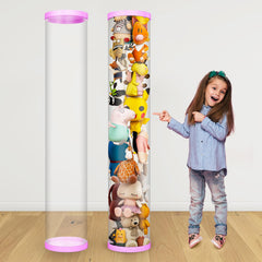 VG1M stuffed animal storage tube front view showing tall cylindrical organizer for toy clutter control