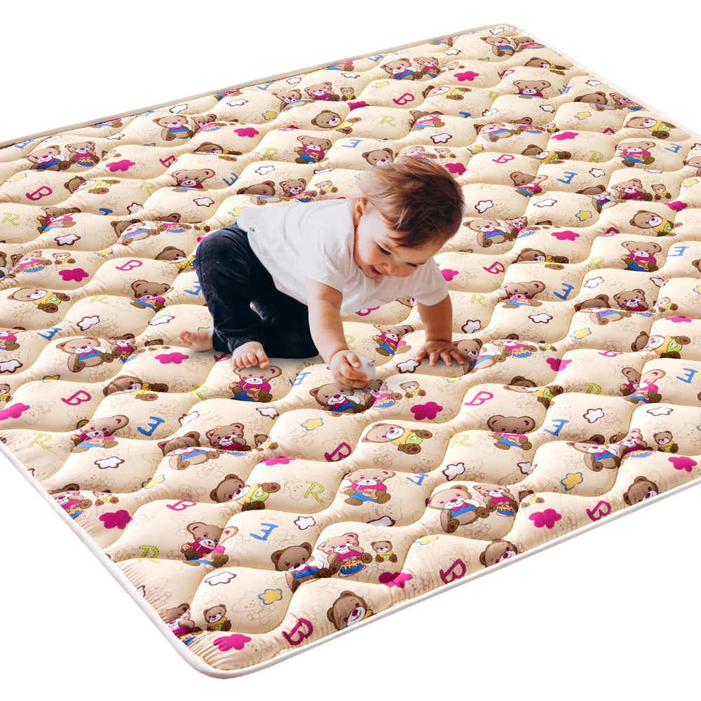 Vibe Bear high-density foam play mat top view shows generous cushioning for safe play
