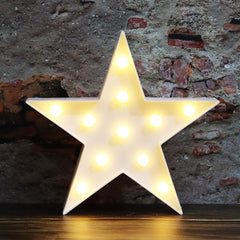 Vicila LED marquee star night light mounted on wall with cozy nursery glow.