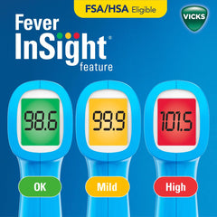 Vicks Fever Insight display uses color cues for quick interpretation of readings.