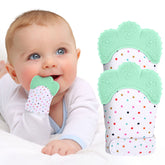 Vicloon 2Pack teething mitt left-wrist wear, secure and soothing for tiny gums.