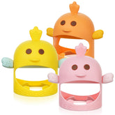 Vicloon baby teething mitten closeup showing soft textures for gum relief.