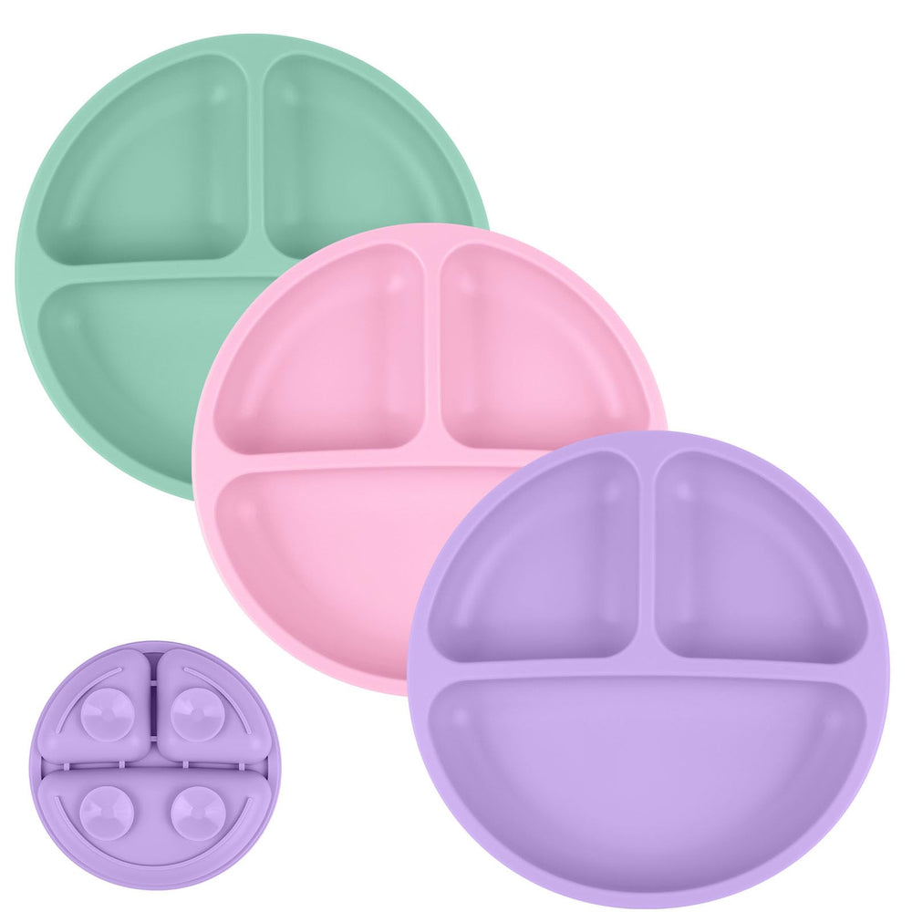 Vicloon suction plates 2-pack on a high chair tray for mess-free meals