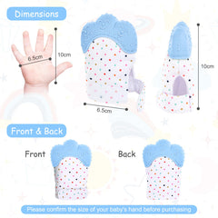 Vicloon teething mitt shown on a baby's hand, freeing the other hand.