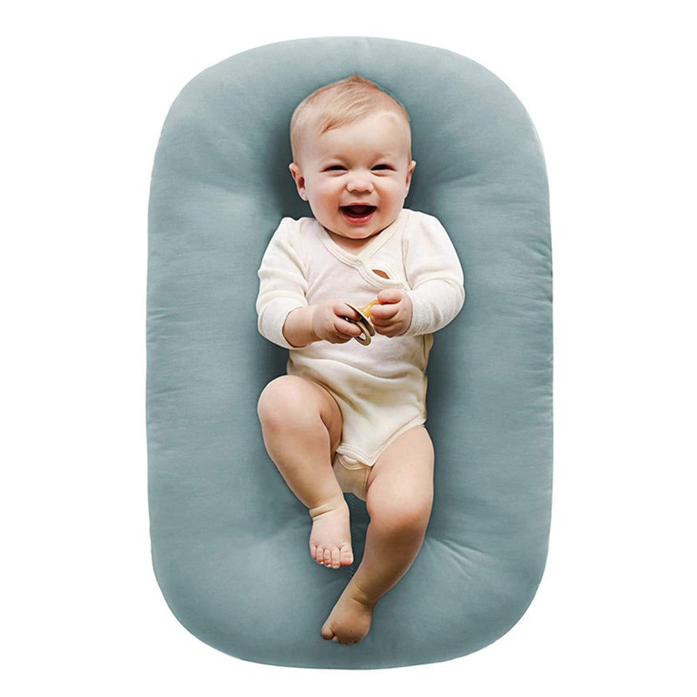 Vicorise baby lounger cover in blue—soft cotton for cozy naps and gentle skin comfort.