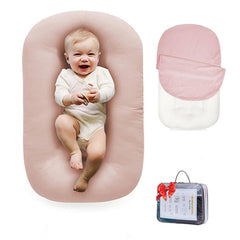 Vicorise Baby Lounger pink cover shows soft cotton for cozy comfort