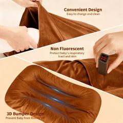 Vicorise baby lounger guardrail height provides added protection.