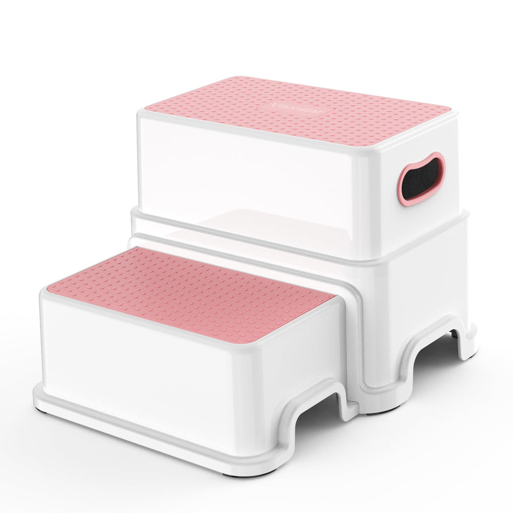 Victostar 2-Step Stool pink assembled β compact, sturdy toddler helper