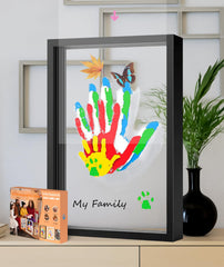 VidwanHome Black Family Handprint Kit frame showing four-hand memory for nursery decor.