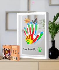 VidwanHome family handprint frame with wooden frame showcasing a keepsake display