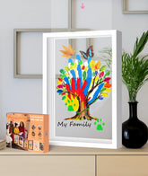 VidwanHome family-handprint-white-frame highlights cherished memories for easy display.