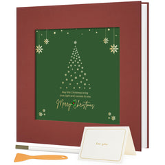 Vienrose Christmas Photo Album red cover with window display for easy memory viewing.