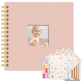 Vienrose Kids scrapbook pink cover with window—personalised memory keepsake for baby's milestones.