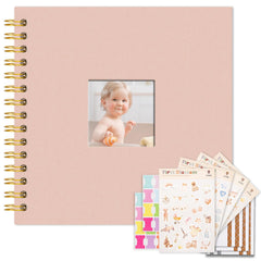 Vienrose Kids scrapbook pink cover with window—personalised memory keepsake for baby's milestones.