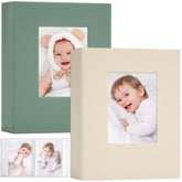 Vienrose Morandi fabric cover album front window shows a personalized photo keepsake.