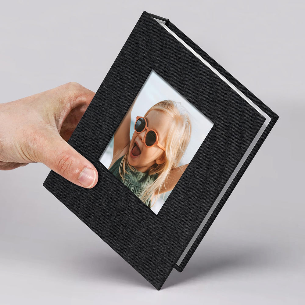 Vienrose small photo album cover in black, portable memory keeper for weddings and travel.