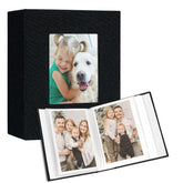 Vienrose small photo album compact closed with black linen cover for travel memory storage