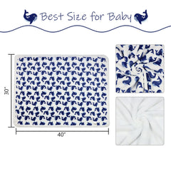 VigorSpring Whale Blanket whale-print closeup highlights soft fabric and gentle texture