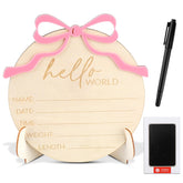 VILPKWMP Hello World sign with bow highlighting a welcoming newborn moment