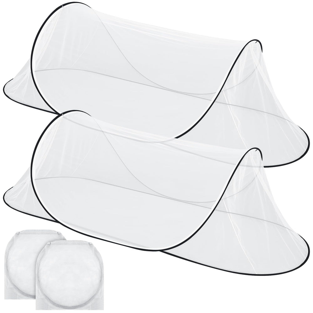 Vincreem mosquito tent over bed for indoor sleep protection against insects.