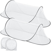 Vincreem mosquito tent over bed for indoor sleep protection against insects.